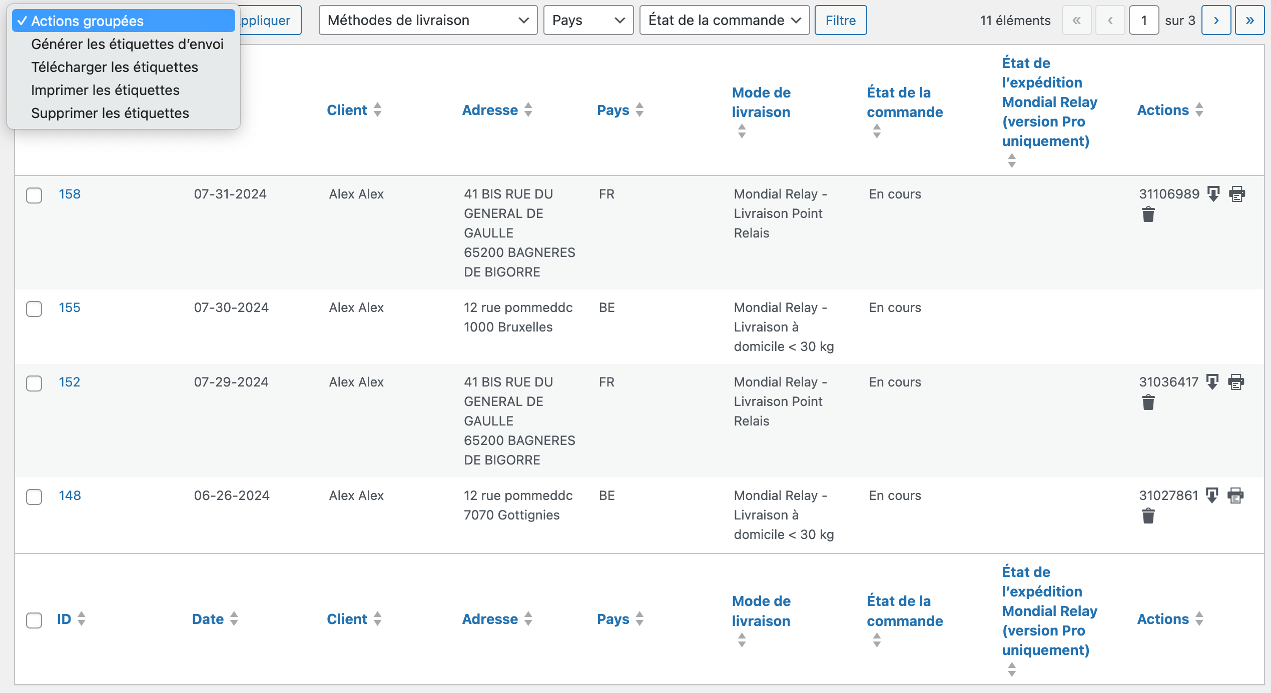 Génération d’étiquettes Mondial Relay en masse