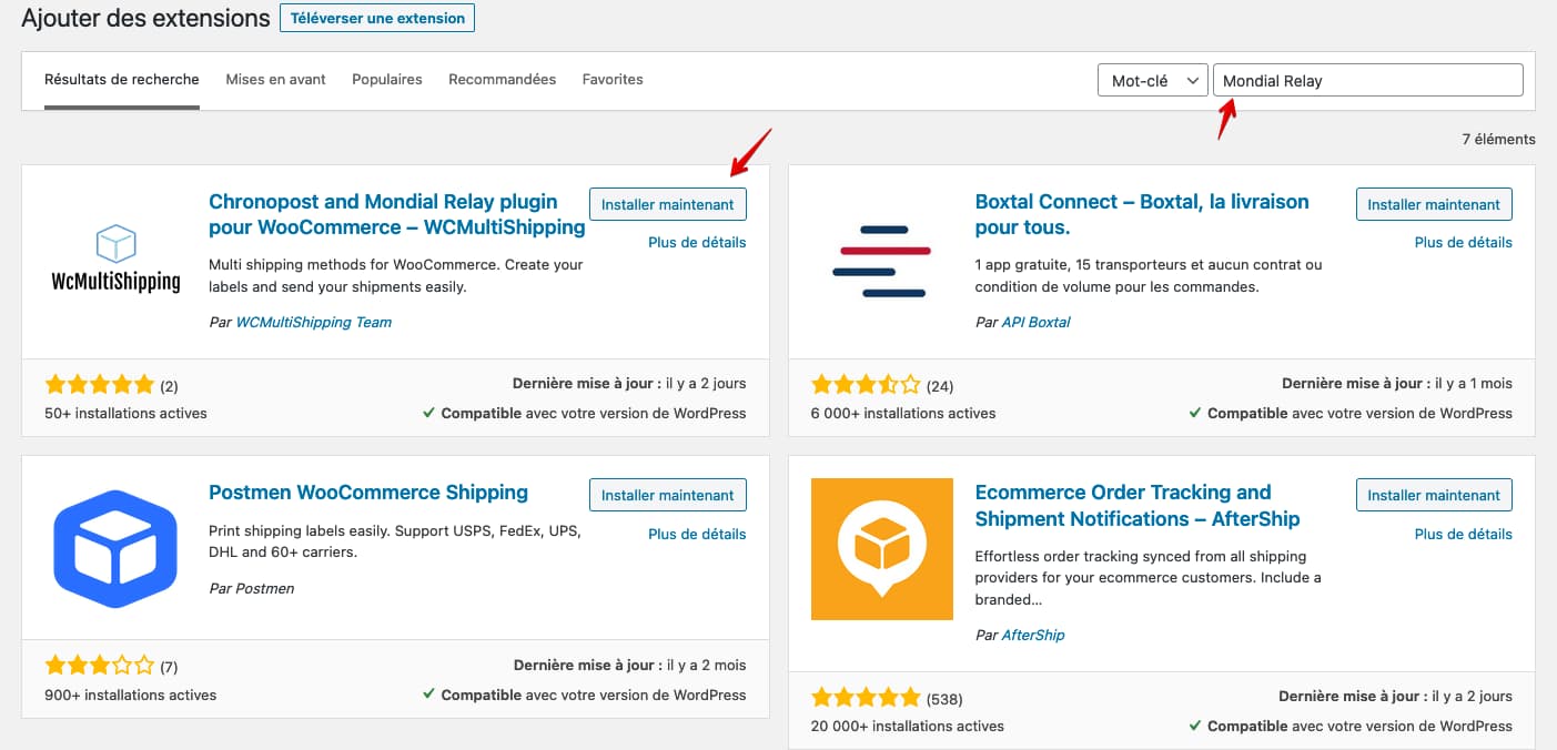 Installation du plugin WcMultiShipping pour Chronopost