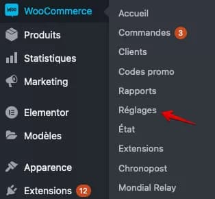 Réglages Chronopost dans WooCommerce avec les identifiants API et les paramètres du plugin